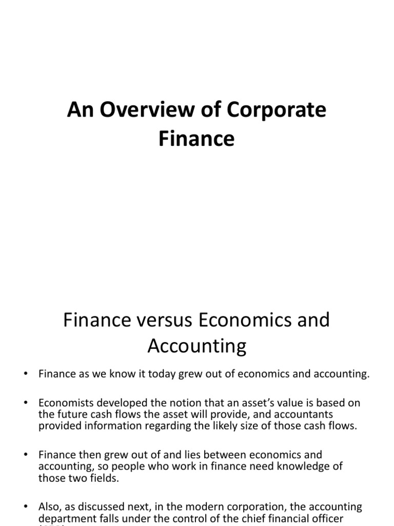 Overview of Corporate Finance | PDF