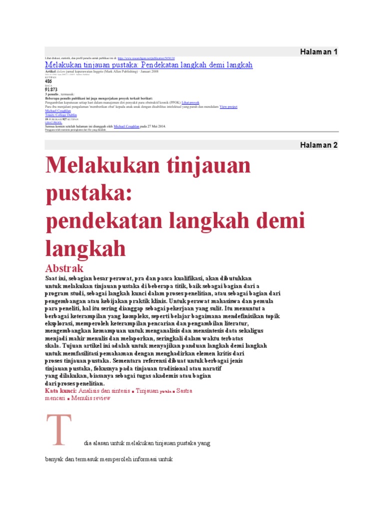 Terjemahan jurnal langkah2 lr undertaking a literature review a step by