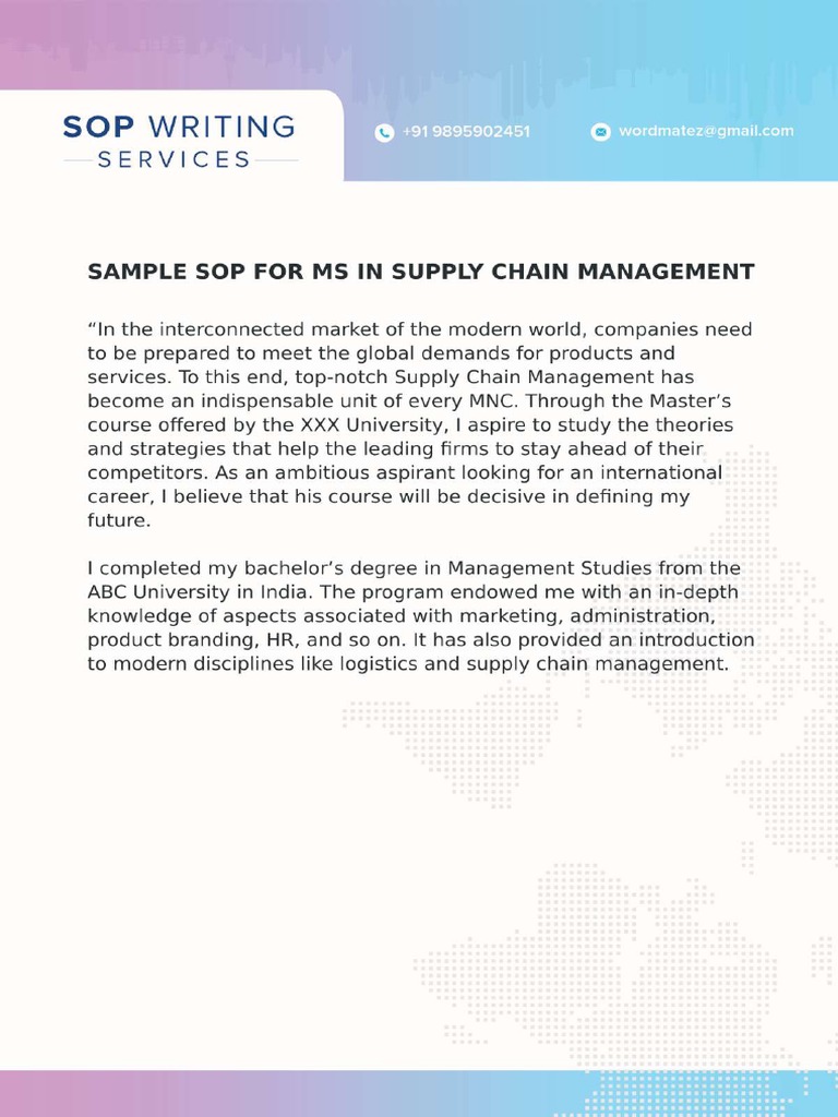 Sample Sop For Supply Chain Management | PDF