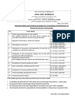 Tentative Admission Calendr For PG Programm-22-23