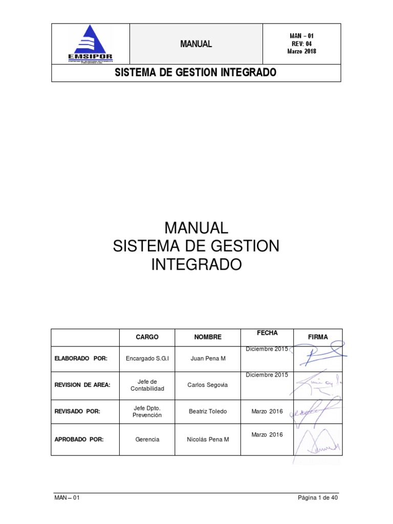 Manual del Sistema de Gestión Integrado | PDF | Calidad (comercial ...