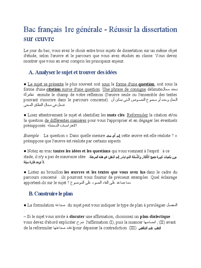 Réussir la dissertation au bac français | PDF | Évolution de carrière