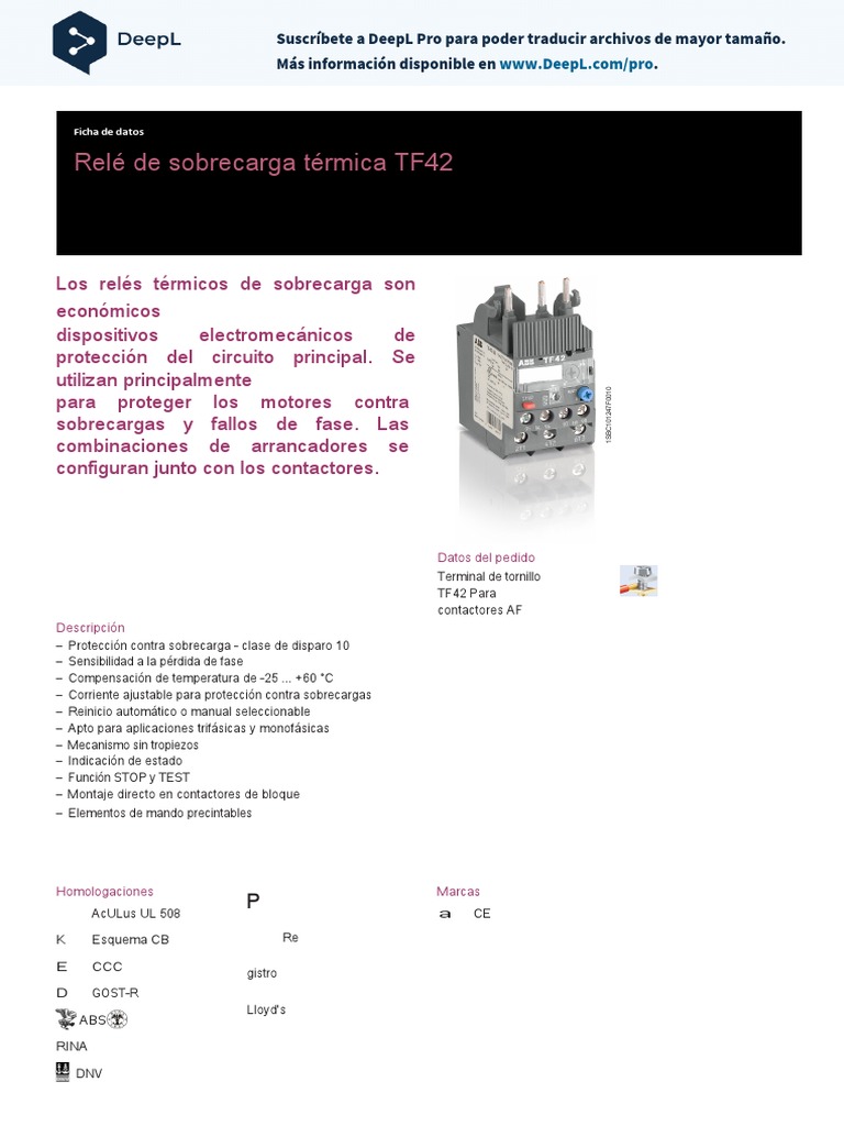 Relè Di Sovraccarico Termico Square D - Unità Termica Parte # B1.45
