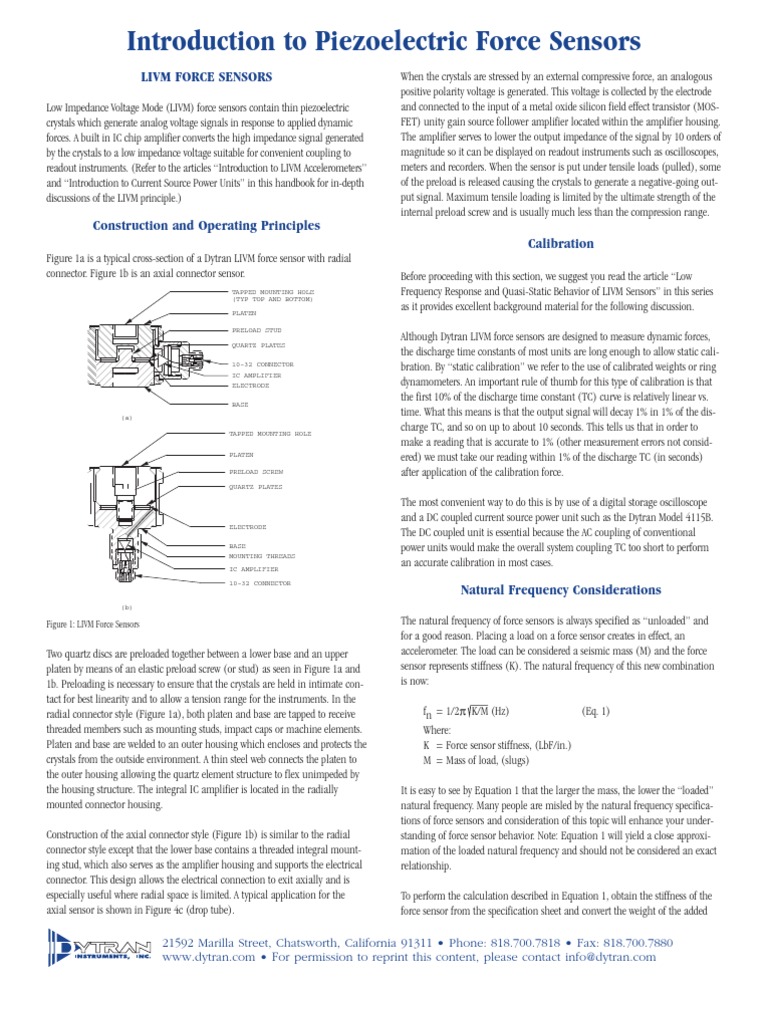 Introduction To Piezoelectric Force Sensors | PDF