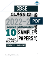 Applied Mathematics Class 12 - 10 Sample Paper Sets