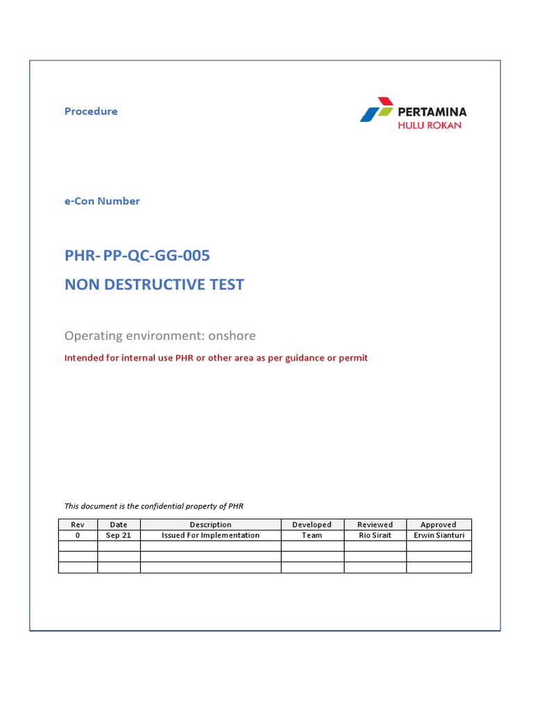 NDT Procedure PHR-PP-QC-GG-005 | PDF | Nondestructive Testing | Pipe ...
