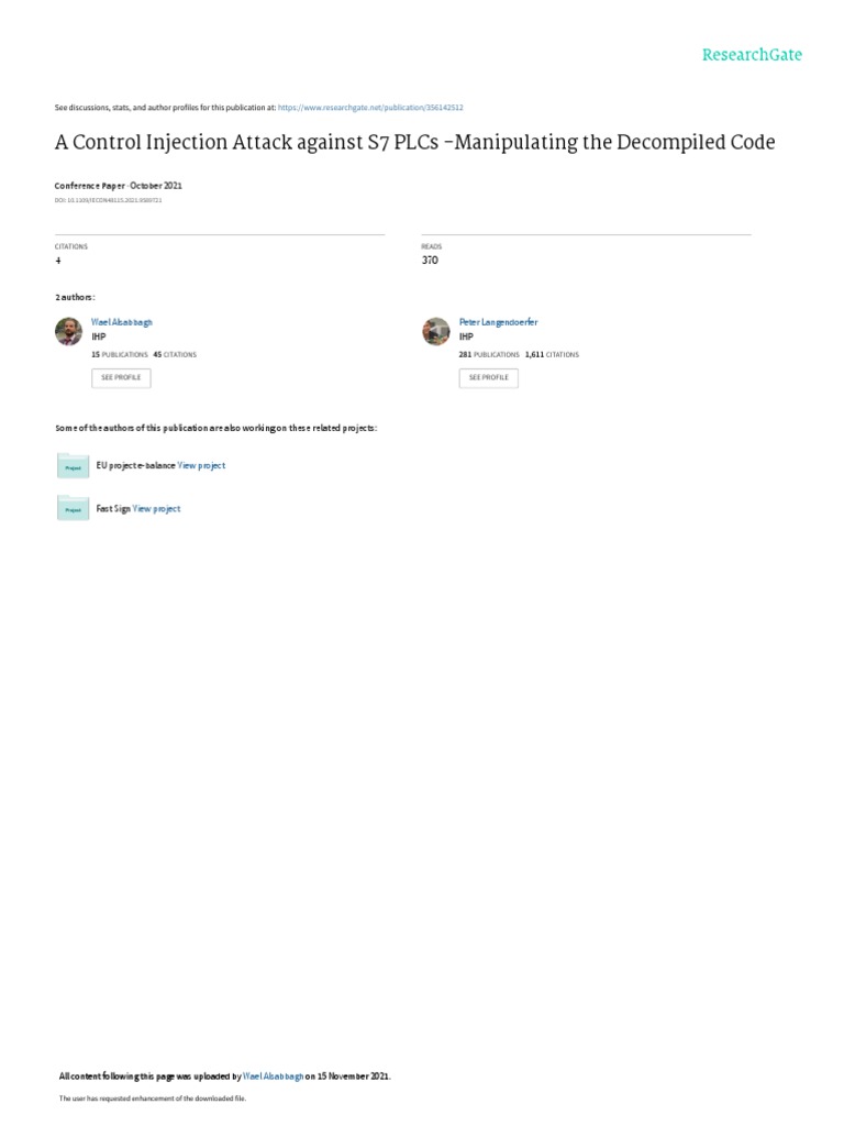 A Control Injection Attack Against S7 Plcs - Manipulating The ...