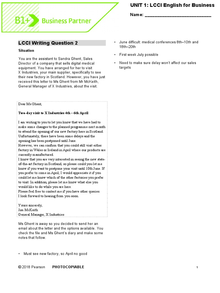 LCCI Test: Email Writing Task | PDF | Career & Growth | Business