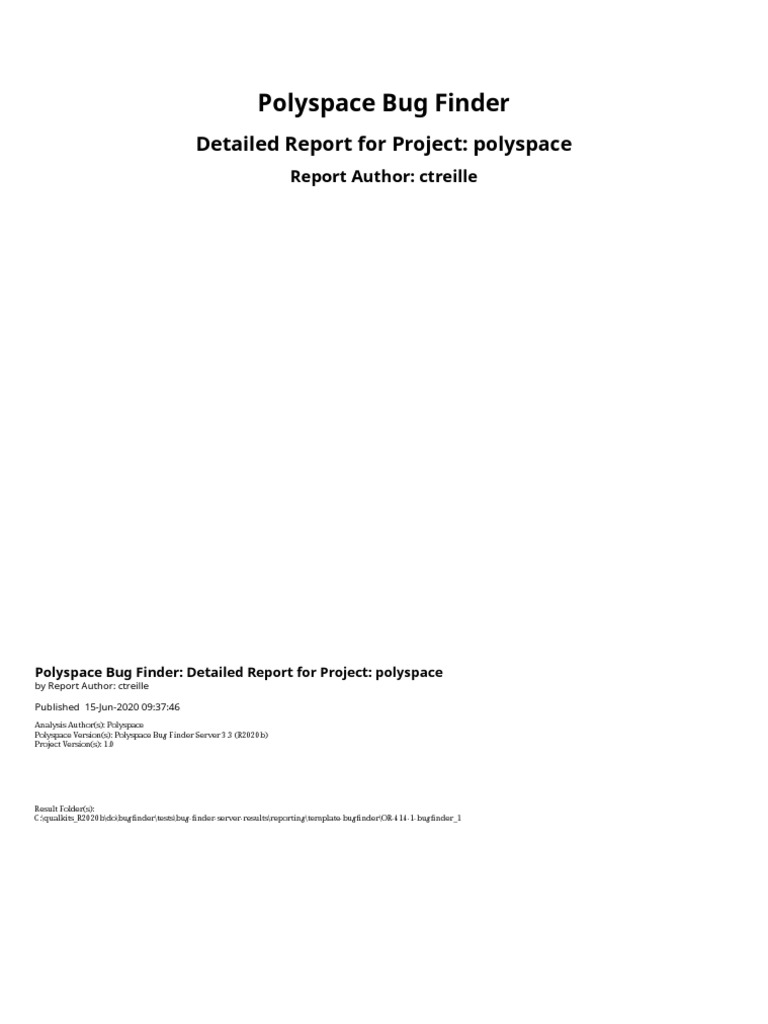 Polyspace Bug Finder Project Report | PDF | Finder (Software ...