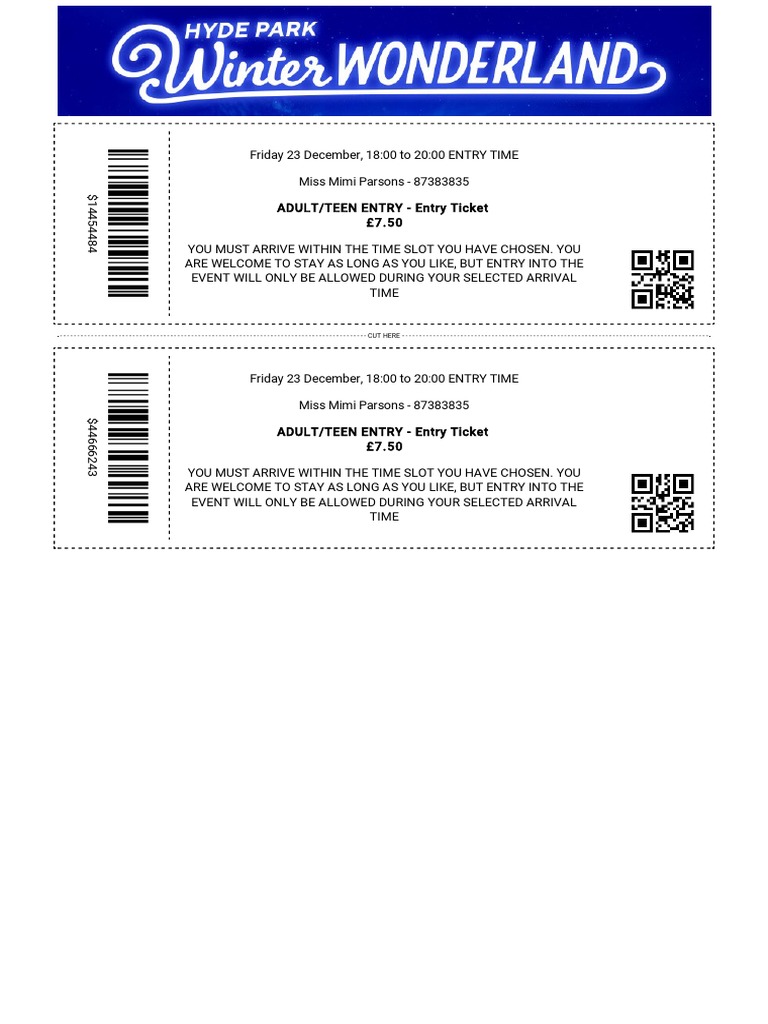 Winter Wonderland PDF Ticket (Admission) Cash