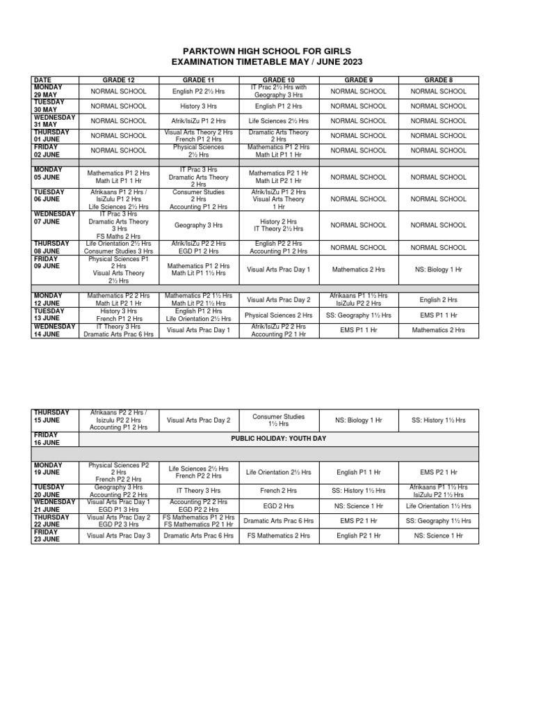 Exam Timetable May-June 2023 - v4 | PDF | Human Resource Management