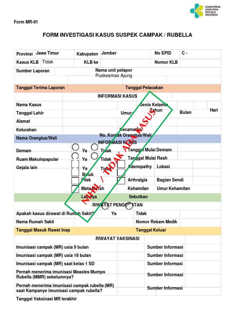 Formulir Investigasi Kasus Campak MR | PDF