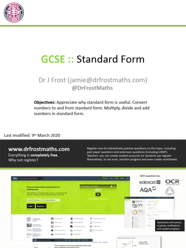 Gcse Standardform Pdf Byte Significant Figures