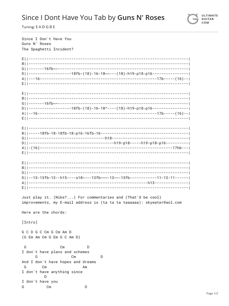 Since I Dont Have You Tab | PDF | Irish Musical Instruments | Music ...