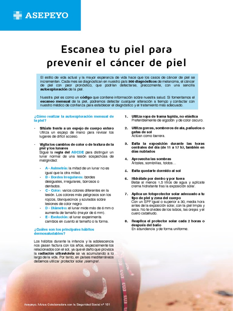 Prevención Cáncer Piel Folleto | PDF | Cáncer | Protector solar