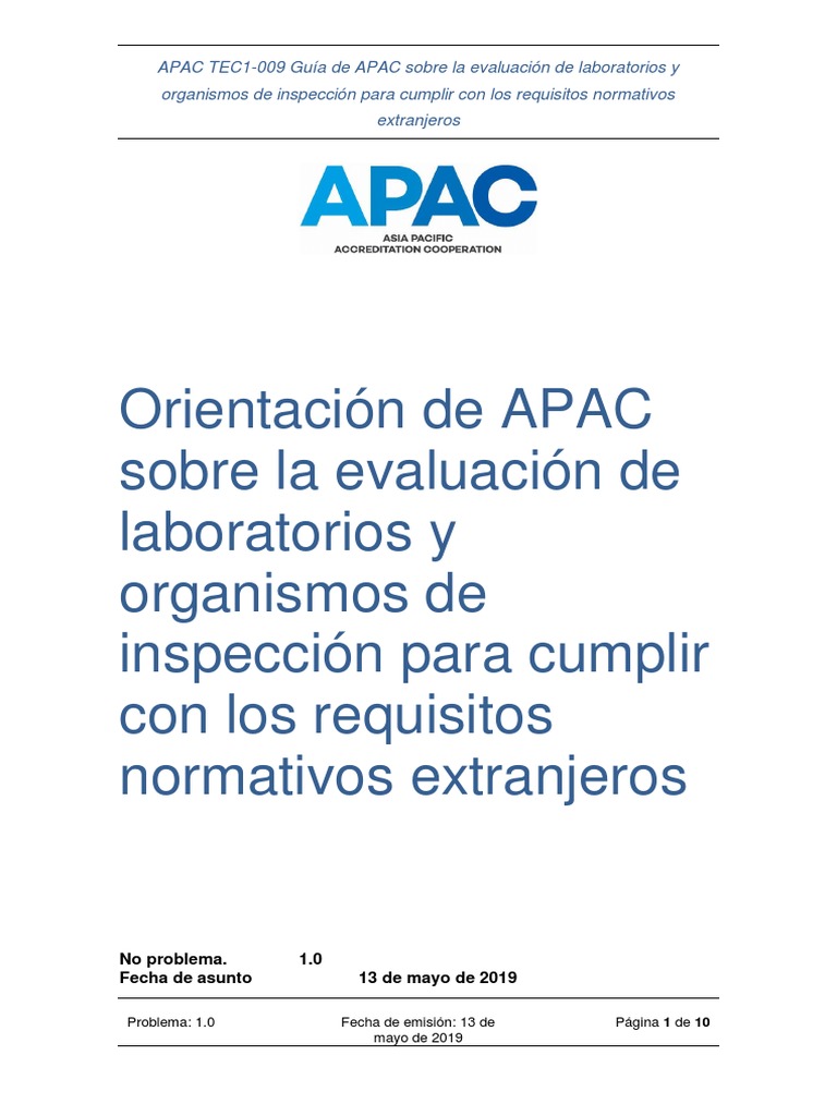 Guía APAC para Evaluación de Laboratorios | PDF | Laboratorios | Evaluación