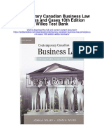 Contemporary Canadian Business Law Principles and Cases 10th Edition Willes Test Bank