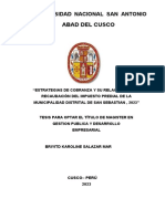 Estrategias de Cobranza y Su Relación Con La Recaudación Del Impuesto Predial de La Municipalidad Distrital de San Sebastian, 2023