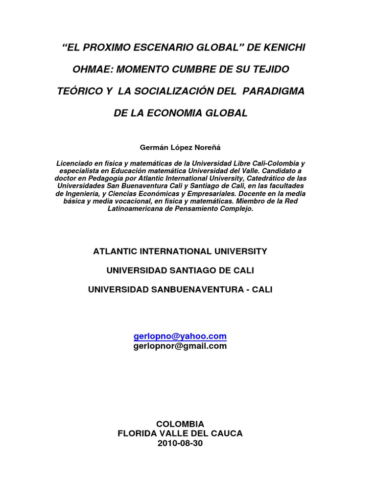 El proximo escenario global kenichi ohmae pdf economias