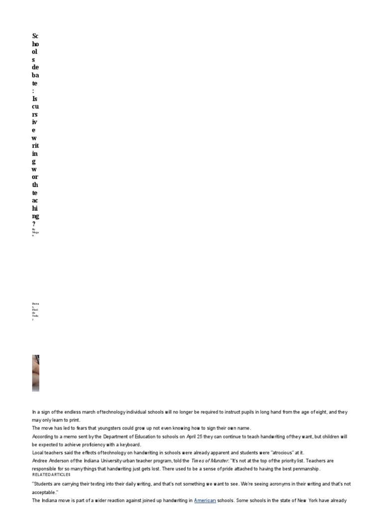 Cursive Debate: Is It Worth Teaching? | PDF | Writing | Human Communication