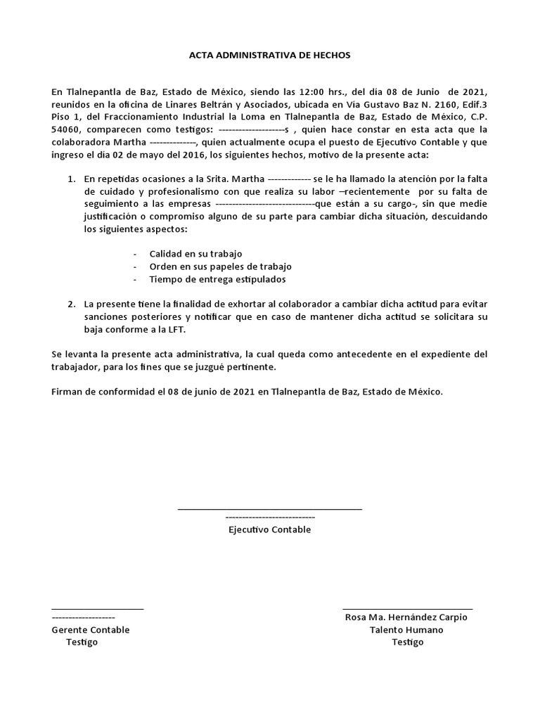 Machote Acta | PDF