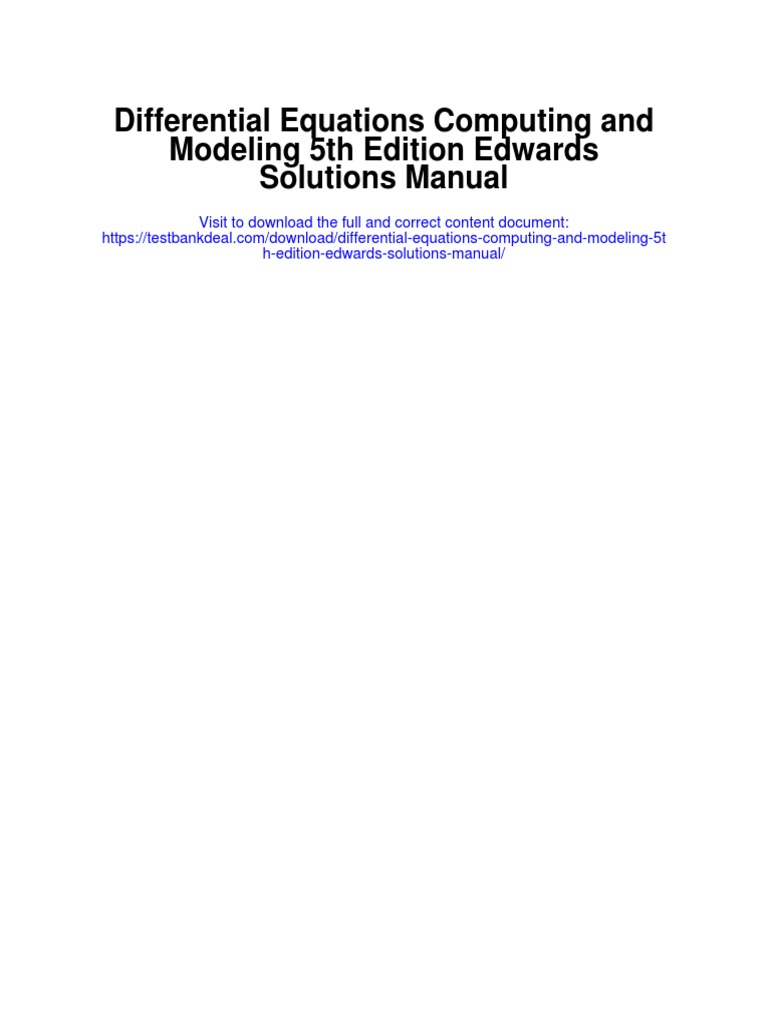 Differential Equations Computing and Modeling 5th Edition Edwards