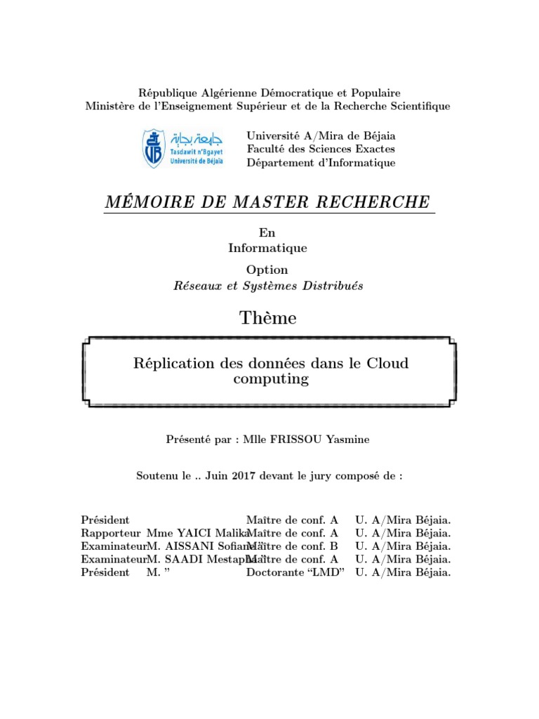 Réplication des données dans le Cloud | PDF | Cloud computing | Bases ...
