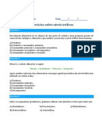 Exercícios Sobre Níveis Tróficos - 1 Ano