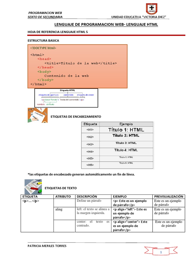 Guía HTML para Estudiantes de Secundaria | PDF | Hipervínculo | Informática