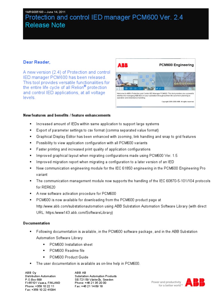 1MRG005193 B en Protection and Control IED Manager PCM600 Ver. 2.4 ...