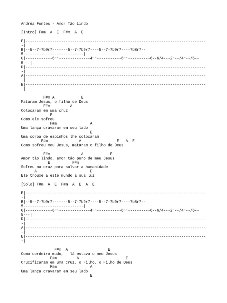 Amor Tão Lindo - Letra e Cifras | PDF