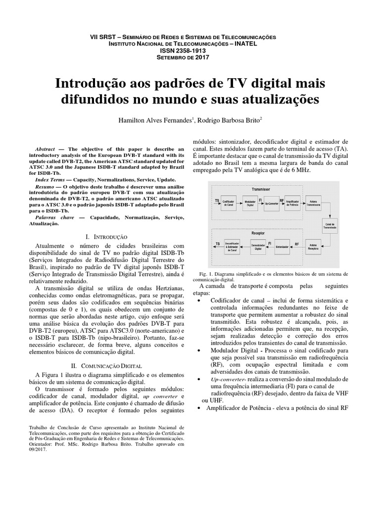Padrões de TV Digital: Análise e Atualizações | PDF | Televisão digital ...