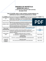 Calendario de Matrícula 2023-2 Grupo 1-Uv