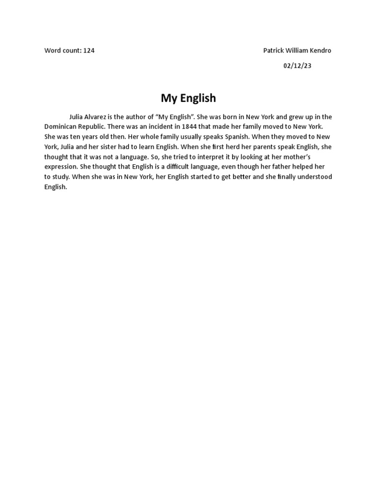 My English, by Julia Alvarez PDF