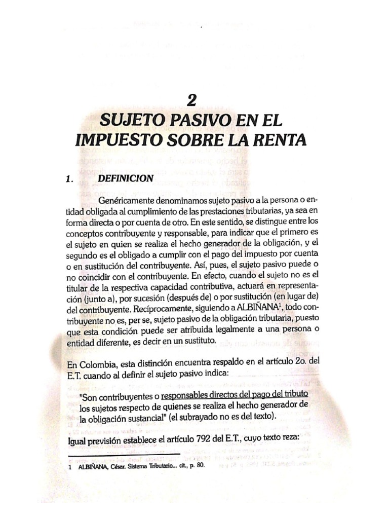 Sujetos Pasivos Impuesto de Renta | PDF