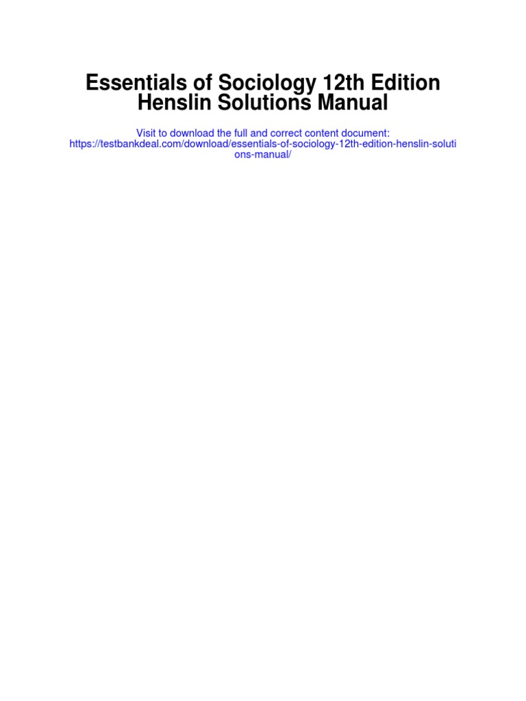 Essentials Of Sociology 12Th Edition JRPLKG