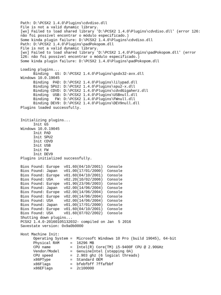 PCSX2 1.4.0 Plugin Load Errors | PDF | Library (Computing) | X86 ...