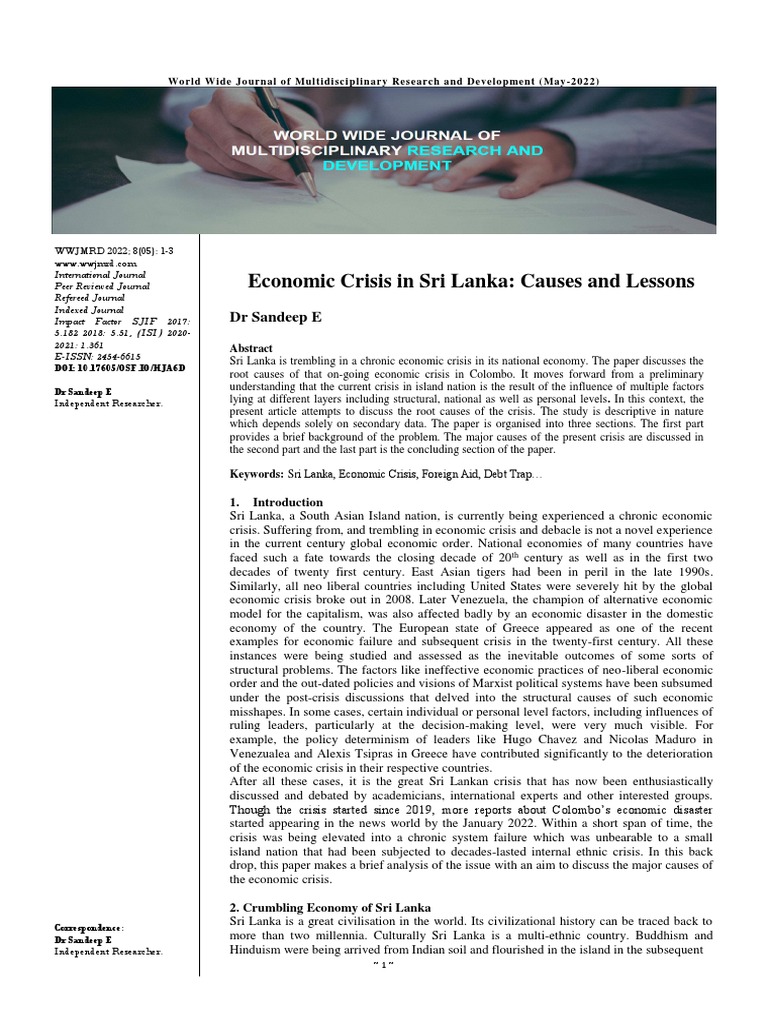 Causes of Sri Lanka's Economic Crisis | PDF | Sri Lanka | Economies