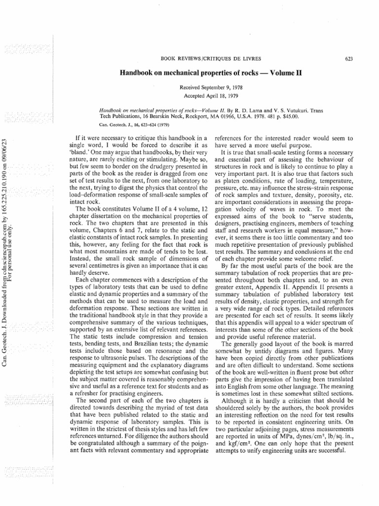 Handbook On Mechanical Properties of Rocks - Volume II | PDF ...