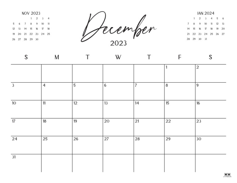 Printable December 2023 Calendar 34 | PDF