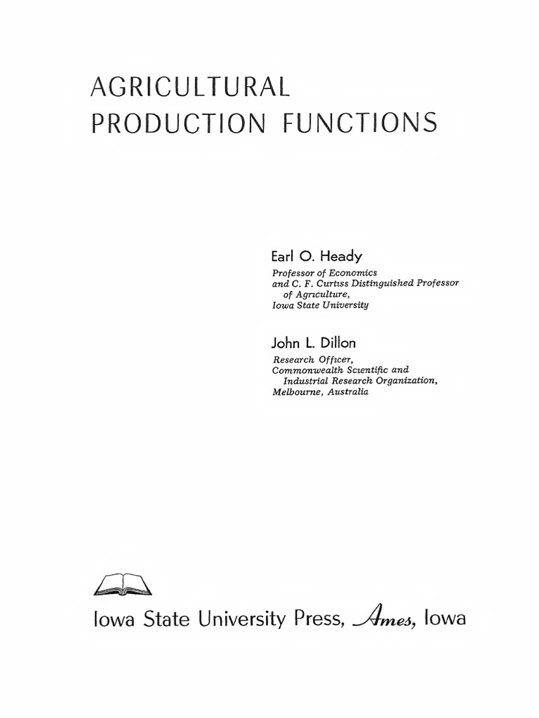Agricultural Production Functions. PDF Production Function Economics