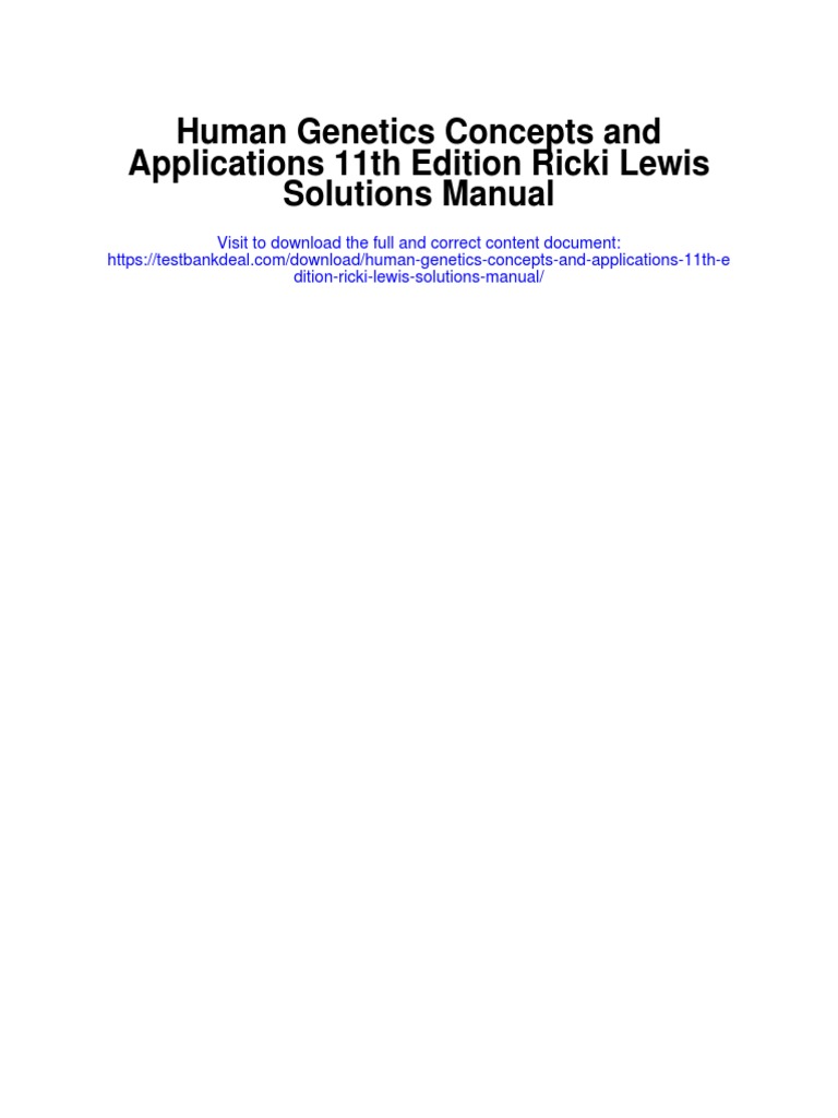 Human Genetics Concepts And Applications 11Th Edition By Ricki Lewis ...