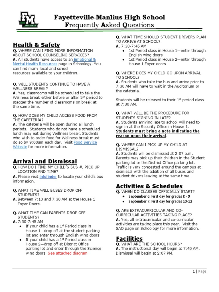 Fayetteville Manlius HS FAQ 20232024 PDF Schools Teachers