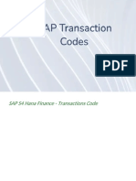 S4 Hana Transaction Codes