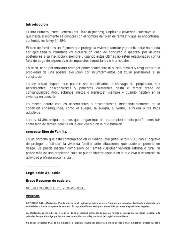 Protección Legal de la Vivienda Familiar | PDF | Propiedad | Ley de ...