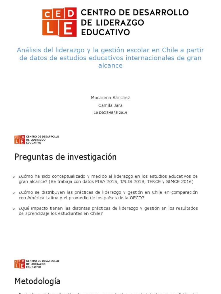 Análisis Del Liderazgo y La Gestión Escolar en Chile A Partir de Datos ...