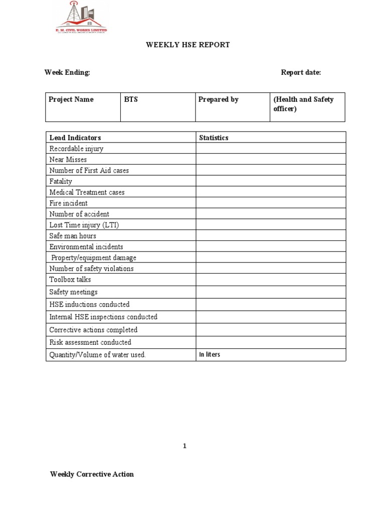 Weekly HSE Performance Report | PDF
