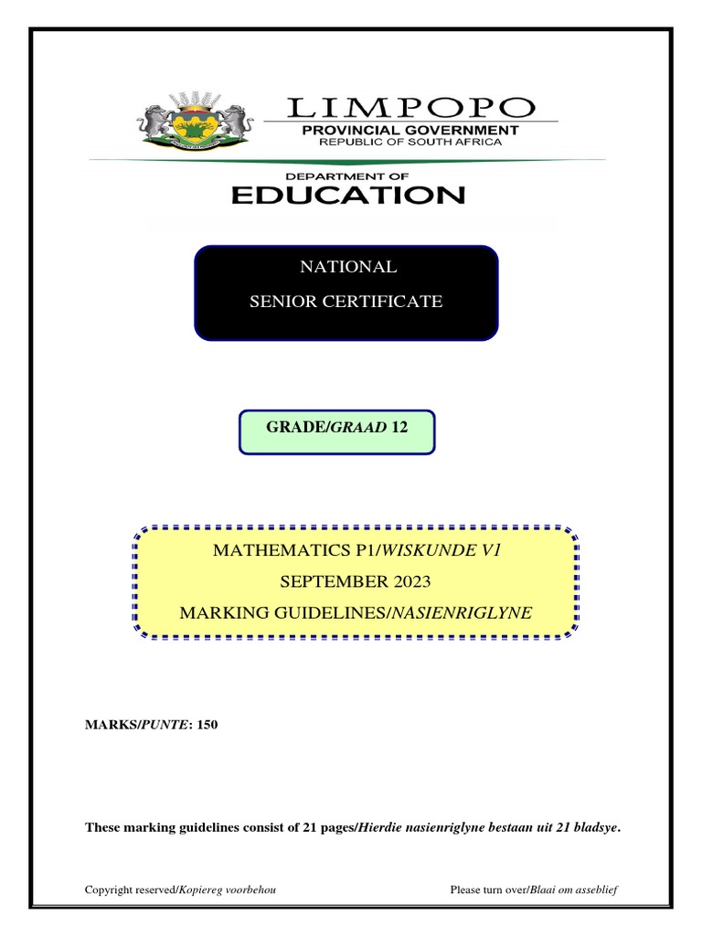 Math p1 gr 12 sept 2023 memo download free pdf mathematics science