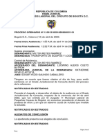 Sentencia Grado de Consulta (Laboral Única Instancia)