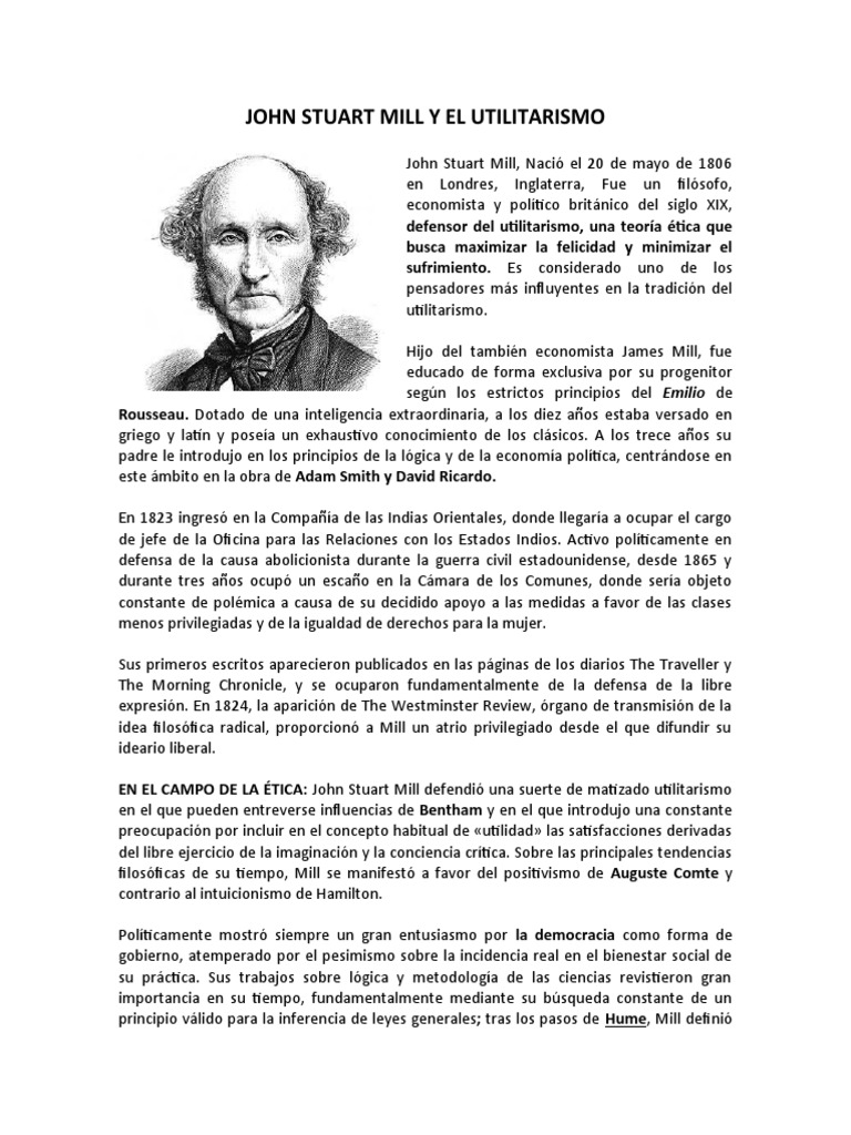John Stuart Mill y El Utilitarismo | PDF | John Stuart Mill | Utilitarismo